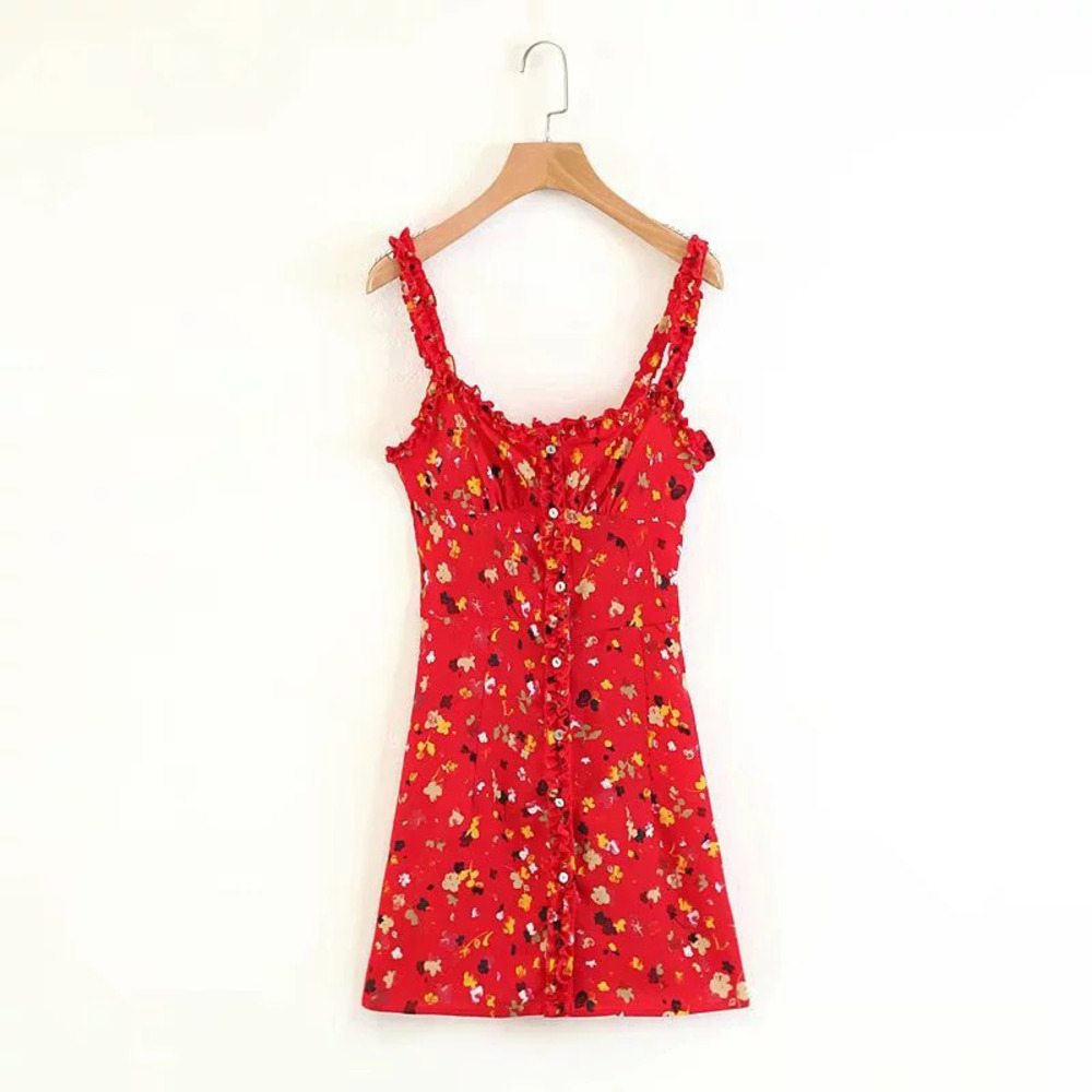 ZARA Red Floral Print Dress